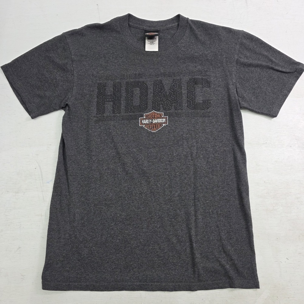 Harley Davidson Motorcycles Virginia Beach Raised Logo Gray T-Shirt Men's Sz M